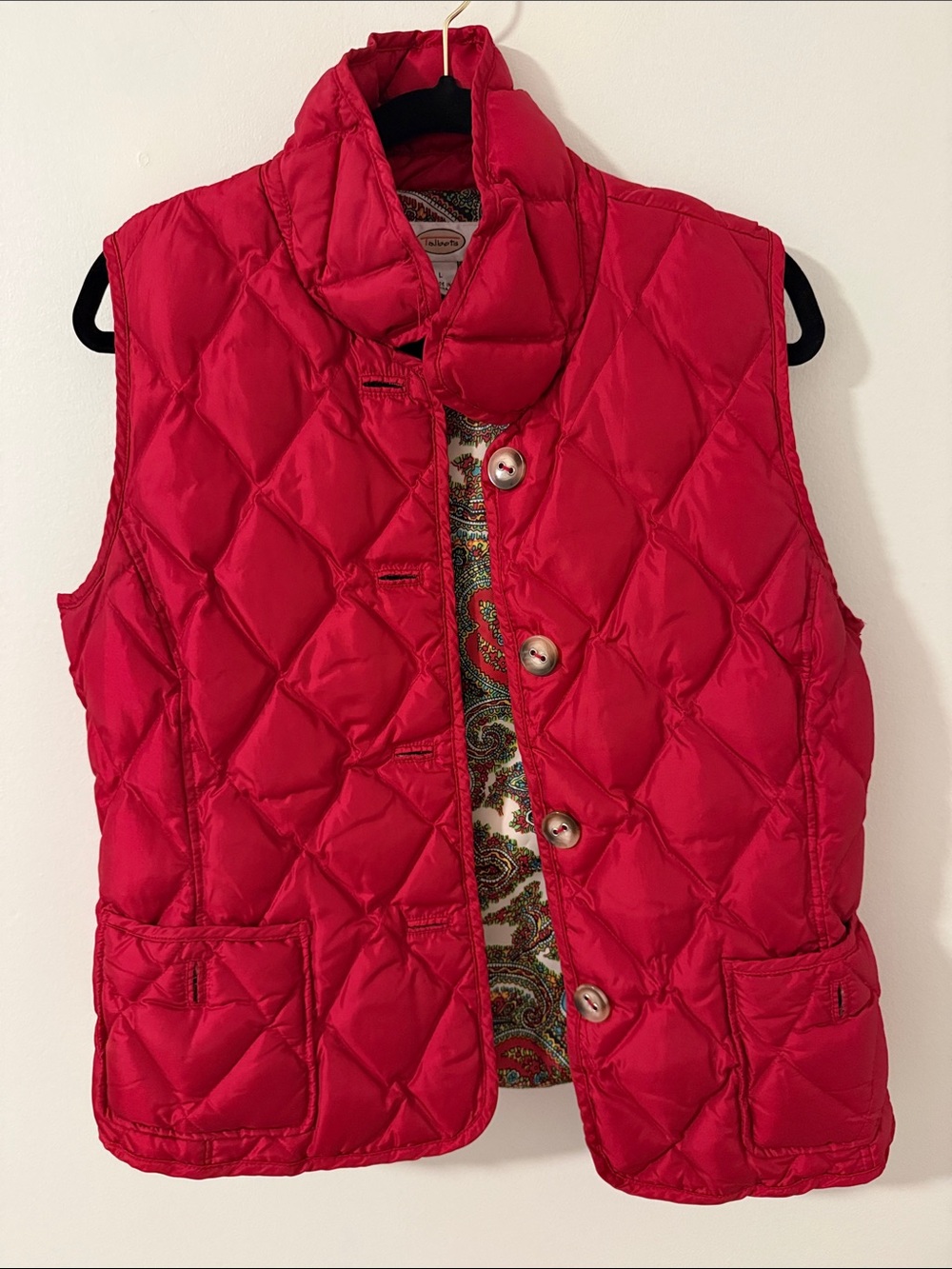 Talbots Red Quilted Puffer Vest